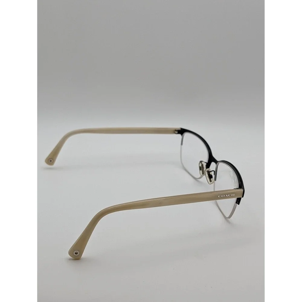 Coach HC5047 Evie Eyeglass Frames Only Satin Black Cream Semi-Rimless Women